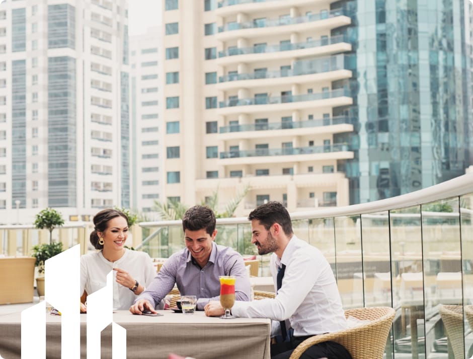 The Rayna Properties team meeting with clients in Dubai